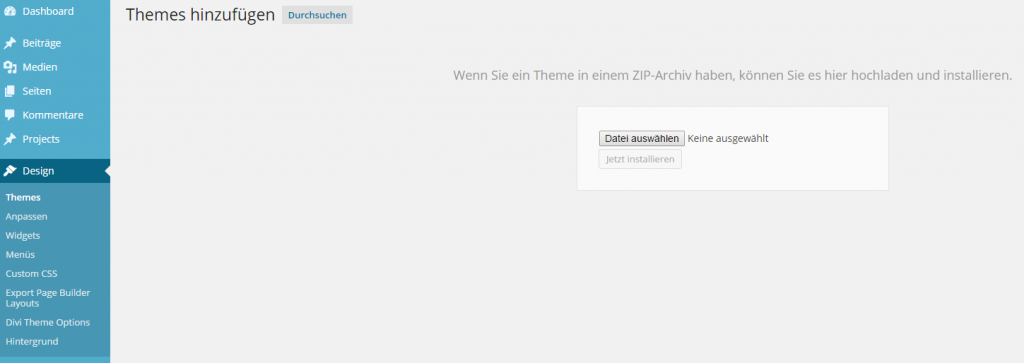 Child Theme hochladen Child Theme WordPress